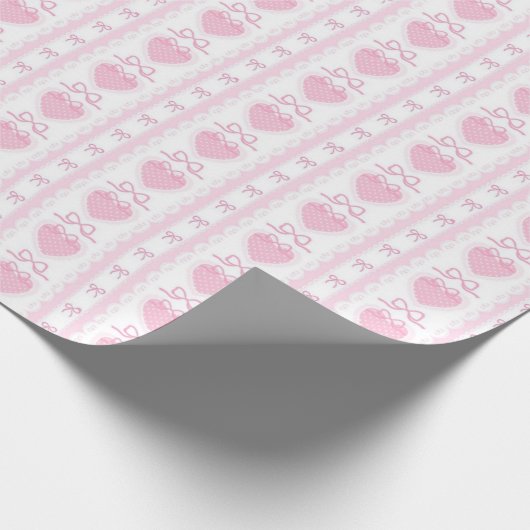 Papier Cadeau “Coquette Heart & Bow Wrapping Paper – Pink Romant (Coin)