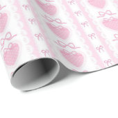 Papier Cadeau “Coquette Heart & Bow Wrapping Paper – Pink Romant (Coin rond)
