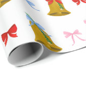 Papier Cadeau Coquette Noël cloches et vaches Classique (Coin rond)