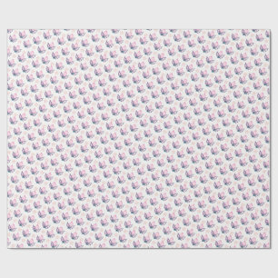 Papier cadeau coquette Noël rose avec houx et étoi