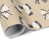 Papier Cadeau Coquette noir et crème Halloween Bows (Coin rond)