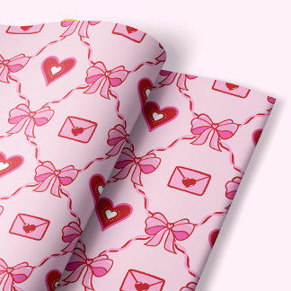 Papier Cadeau Coquette Pink Bow & Ribbon Valentine's Day