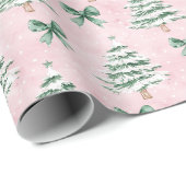 Papier Cadeau Coquette Pink Christmas Tree Wrapping Paper (Coin rond)