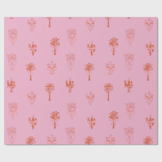 Papier Cadeau Coquette rétro Cactus & Palm Trees avec vaches ros (Plat)