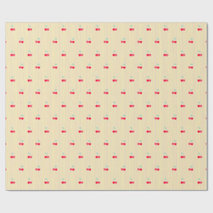 Papier Cadeau Coquette Rétro Rouge Cerises & Rayures Pop Rétro