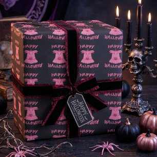 Papier Cadeau Coquette Rose Fantôme Joyeux Halloween Art Numériq