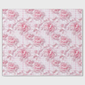 Papier Cadeau Coquette Rose Floral (Plat)