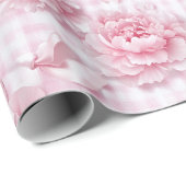 Papier Cadeau Coquette Rose Floral (Coin rond)