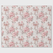 Papier Cadeau Coquette Rose Floral (Plat)