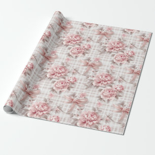 Papier Cadeau Coquette Rose Floral