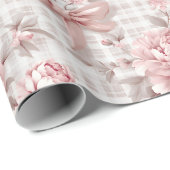 Papier Cadeau Coquette Rose Floral (Coin rond)
