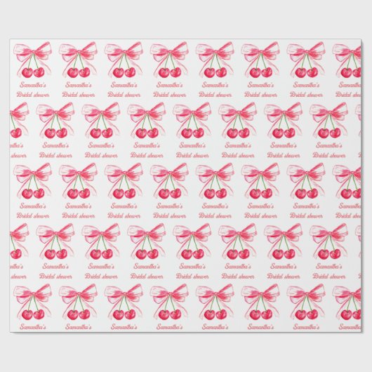 Papier Cadeau Coquette Rouge Rose Cerise Féminin Baby Shower Mar (Plat)