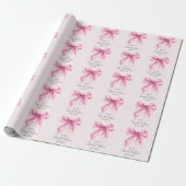 Papier Cadeau Coquette Script Rose Bow Sweet 16 Fête Blush (Déroulé)