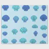 Papier Cadeau Coquillage bleu (Plat)