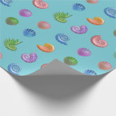 Papier Cadeau Coquillages colorés bleus (Coin)