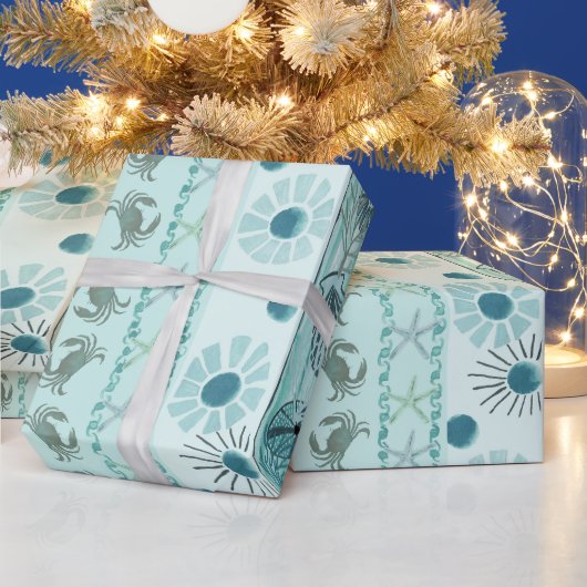 Papier Cadeau Coquillages de Noël de Bohême (Vacances)