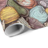 Papier Cadeau Coquillages de style comique Motif répétitif (Coin rond)