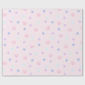 Papier Cadeau Coquillages et perles pastel en rose (Plat)