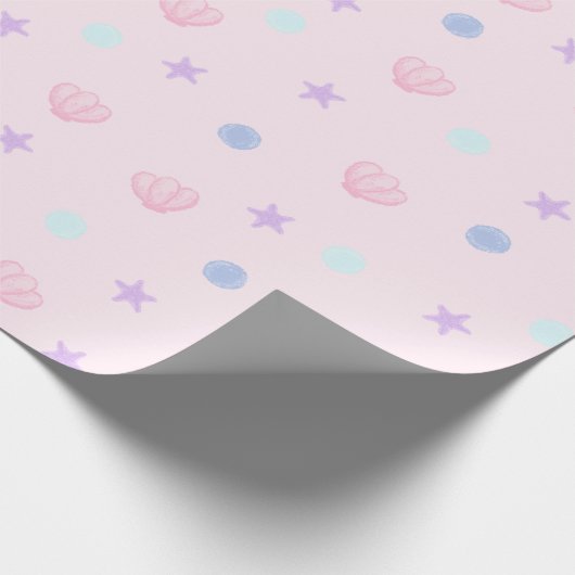 Papier Cadeau Coquillages et perles pastel en rose (Coin)