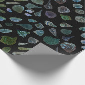 Papier Cadeau Coquillages noir brillant Matte papier enveloppant (Coin)