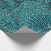 Papier Cadeau Coquillages Ocean Beach Style métallique Turquoise (Coin)