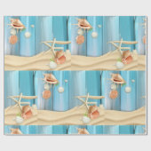 Papier Cadeau Coquillages sur le sable (Plat)