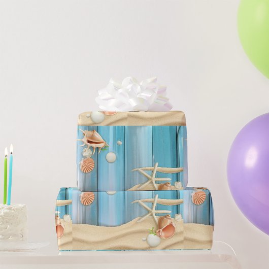 Papier Cadeau Coquillages sur le sable
