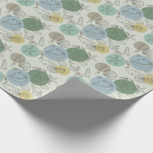 Papier Cadeau Coquillages tropicaux sur la plage (Coin)