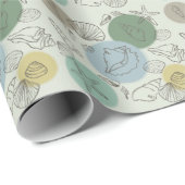 Papier Cadeau Coquillages tropicaux sur la plage (Coin rond)