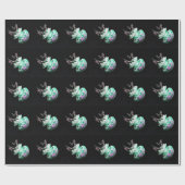 Papier Cadeau Coquillages verts (Plat)