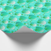 Papier Cadeau Coquillages verts de Seafoam sur l'aqua (Coin)