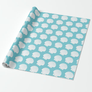 Papier Cadeau Coquilles de mer bleue et blanche d'Aqua