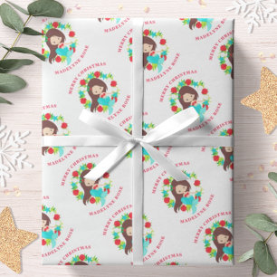 Papier Cadeau Coquilles de sirène Nom personnalisé Noël