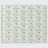 Papier Cadeau Coquilles Marines Vertes Texte Joyeux Mariage Rayu (Plat)