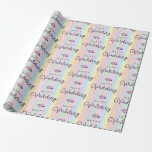 Papier Cadeau Coquilles violettes Joyeux mariage Côte colorée Pl