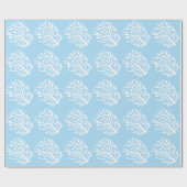 Papier Cadeau Corail blanc éco océan bleu et blanc (Plat)