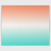 Papier Cadeau Corail Blanc Turquoise Ombre (Plat)