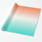 Papier Cadeau Corail Blanc Turquoise Ombre (Déroulé)