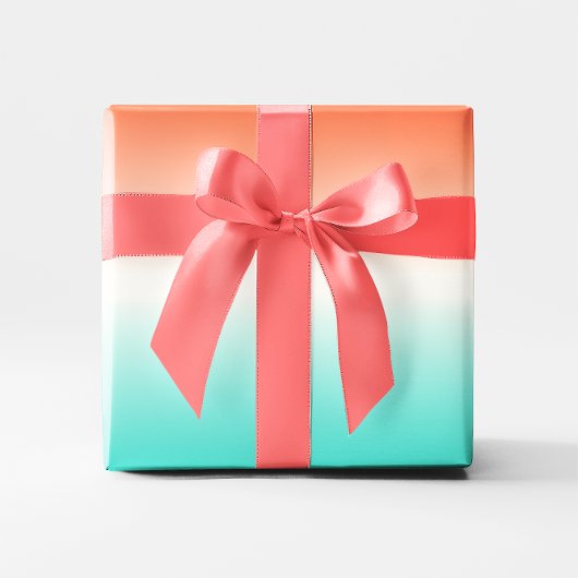 Papier Cadeau Corail Blanc Turquoise Ombre