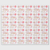 Papier Cadeau Corail chic et floral d'ivoire (Plat)