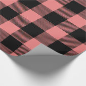 Papier Cadeau Corail clair géant à carreaux de bison noir bûcher (Coin)