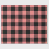 Papier Cadeau Corail clair géant à carreaux de bison noir bûcher (Plat)