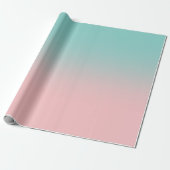 Papier Cadeau Corail clair rose et ombré de sarcelle (Déroulé)