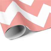 Papier Cadeau Corail et blanc Chevron (Coin rond)
