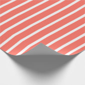 Papier Cadeau Corail et Rayure Blanche (Coin)