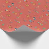 Papier Cadeau Corail foncé texturé milieu du siècle moderne (Coin)