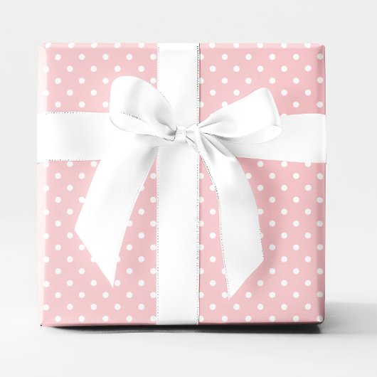 Papier Cadeau Corail pastel et petit pois blanc