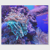 Papier Cadeau Corail récif bleu violet anénome marin (Plat)