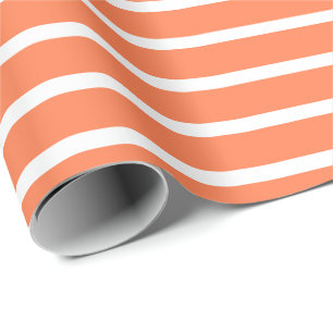 Papier Cadeau Corail Reef et blanc Horizontal striped