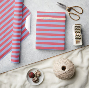 Papier Cadeau Corail rose bleu bleu blanc minimaliste